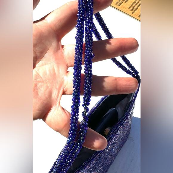 Purple Beaded Evening Bag - Picture 8 of 14